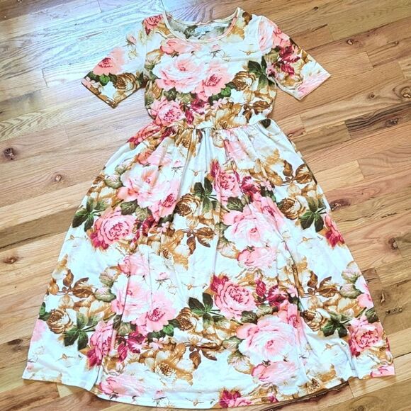Empire Waist Floral SweetSalt Simple Midi Dress Small - Picture 2 of 7